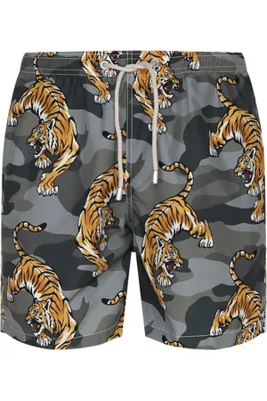 MC2 SAINT BARTH Badetøj, Herre, Flerfarvet, S, Nylon, Tiger Print Badeshorts Multigrey