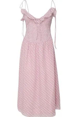 For Love & Lemons Kjole, Dame, Lyserød, XS, Uld, Retro Ruffled Neckline Kjole