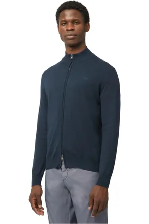 HARMONT&BLAINE Strik, Herre, Blå, M, Bomuld, Blå Zip Sweater Casual Stil