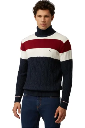 HARMONT&BLAINE Strik, Herre, Flerfarvet, S, Bomuld, Blå Sweater med Horisontale Striber