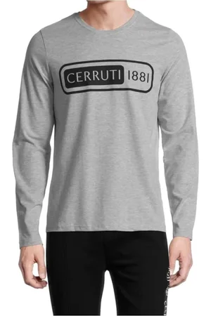 Cerruti 1881 Top, Herre, Grå, S, Bomuld, Logo T-shirt - Grå, Langærmet