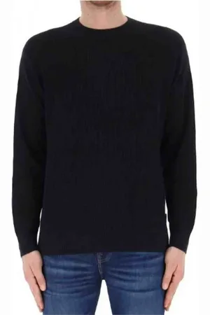 Armani Exchange Strik, Herre, Blå, S, Uld, Blå Sweater Maglia Stil