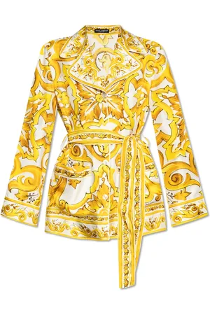 Dolce & Gabbana Bluser & Skjorter, Dame, Gul, S, Skjorte med Majolica Print