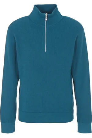 Armani Exchange Strik, Herre, Blå, L, Uld, Blå Uld Sweater Med Lynlås