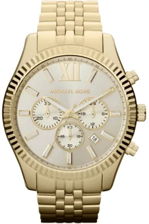 Michael Kors Tilbehør, Herre, Gul, ONE SIZE, Uld, Guld Rustfrit Stål Kvarts Herreur