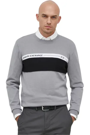 Armani Exchange Strik, Herre, Grå, S, Uld, Grå Sweater Maglia Stil