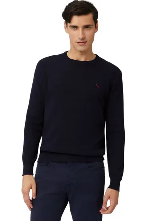 HARMONT&BLAINE Strik, Herre, Blå, 3XL, Uld, Blå Uld Rund Hals Sweater