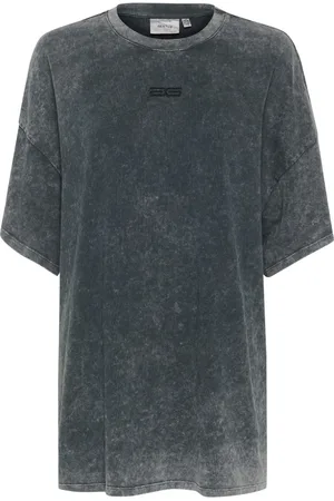 Gestuz Top, Dame, Grå, S, Bomuld, Oversize Tee Top Mørkegrå
