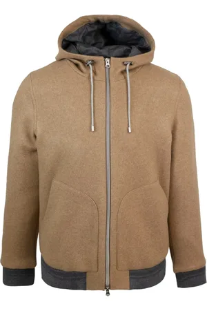 Lubiam Sweathshirts & Hoodies, Herre, Brun, M, Uld, Brun Hættetrøje Regulær Pasform