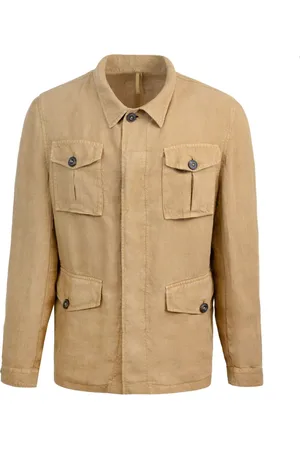 Lubiam Jakke, Herre, Brun, M, Sporty Camel Overshirt med Kontrastknapper