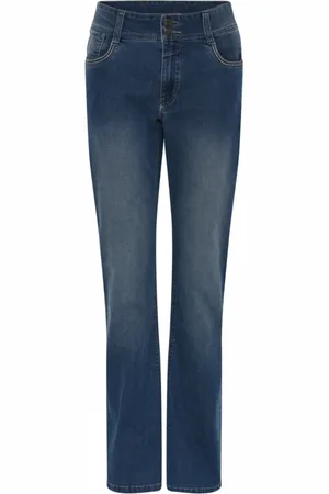 C.ro Jeans, Dame, Blå, 4XL, Denim, Flared Denim Jeans Medium