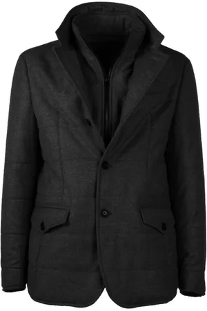 Made in italia Jakke, Herre, Sort, S, Uld, Italiensk uld og kasjmir herre frakke med aftagelig vest