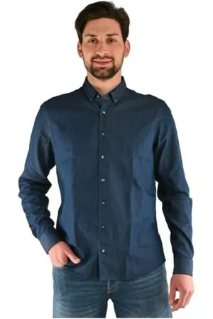 Calvin Klein Skjorte, Herre, Blå, XS, Uld, Opgrader din afslappede garderobe med denne stilfulde skjorte