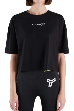 John Richmond Sport, Dame, Sort, L, Bomuld, Trænings T-shirt
