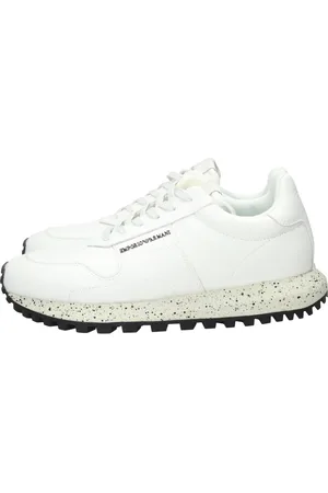 Emporio Armani Sko, Herre, Hvid, 44 1/2 EU, Bomuld, Hvide Sneakers med Bomuldssnørebånd