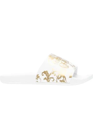 VERSACE Sko, Dame, Hvid, 37 EU, Hvide Moderigtige PU-Sliders