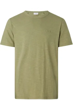 Calvin Klein Top, Herre, Grøn, M, Bomuld, Bomuld Linned Herre T-Shirt