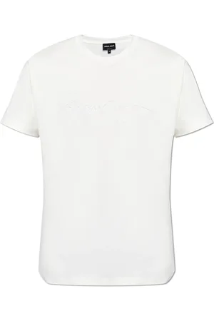 Giorgio Armani Top, Herre, Hvid, L, Bomuld, T-shirt med logo