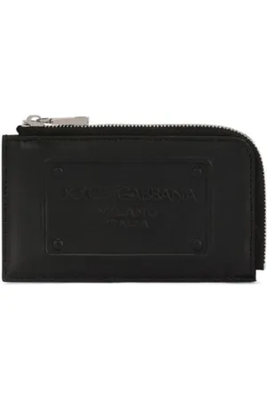 Dolce & Gabbana Tilbehør, Herre, Sort, ONE SIZE, Læder, Sorte Punge Portacarte