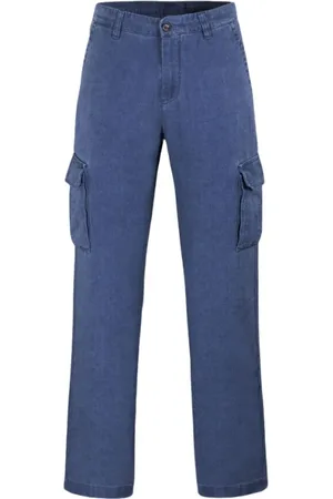 MOORER Jeans, Herre, Blå, XL, Linned, Indigo Linned Cargo Bukser