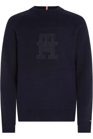 Tommy Hilfiger Strik, Herre, Blå, M, Bomuld, Monogram Crew Neck Sweatshirt