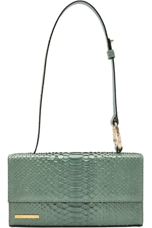 Silvano Biagini Taske, Dame, Grøn, ONE SIZE, Uld, Python Skuldertaske med Messingdetalje