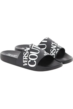 VERSACE Sko, Herre, Sort, 41 EU, Sort Logo Pool Slides Sandaler
