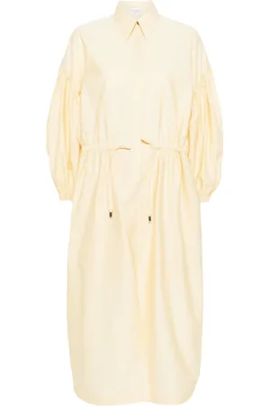 Brunello Cucinelli Kjole, Dame, Gul, M, Uld, Pastelgul Ballonærme Maxi Kjole