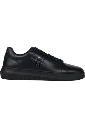 Calvin Klein Sko, Herre, Sort, 44 EU, Læder, Monogram Logo Sneakers Læder Stof Gummi