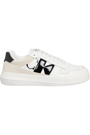 Calvin Klein Sko, Herre, Hvid, 44 EU, Læder, Multifarvet Snørelukning Sneakers