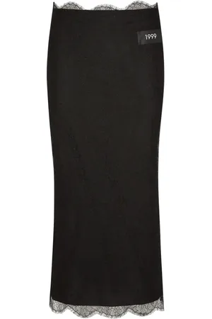 Dolce & Gabbana Nederdel, Dame, Sort, S, Chantilly Blonde Nederdel med Aftagelig Foring