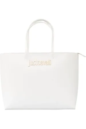 Roberto Cavalli Taske, Dame, Hvid, ONE SIZE, Uld, Metalbogstav Skuldertaske