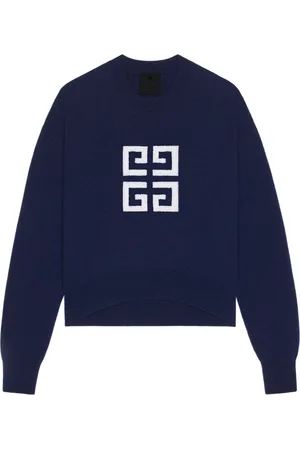 Givenchy Strik, Dame, Blå, XS, Cashmere, Blå sweater med 4G-emblem