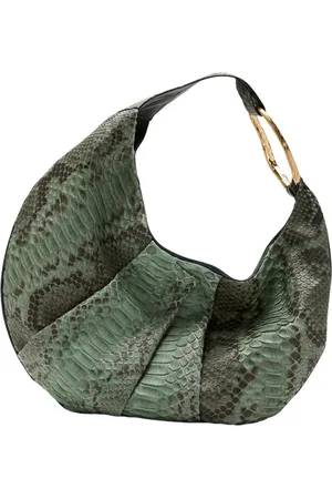 Silvano Biagini Taske, Dame, Grøn, ONE SIZE, Uld, Salvia Python Skuldertaske med Messing Tilbehør