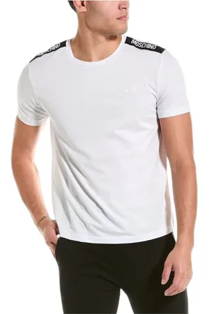 Moschino Top, Herre, Hvid, 2XL, Bomuld, Herre Logo Band T-Shirt