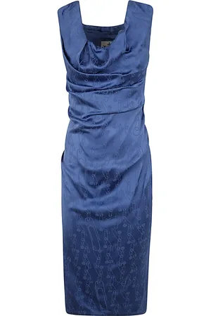 Vivienne Westwood Kjole, Dame, Blå, XS, Uld, Blå Blyant Kjole
