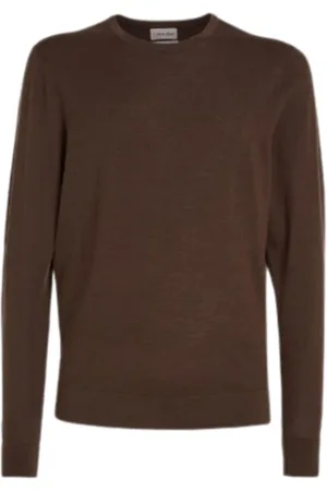 Calvin Klein Strik, Herre, Brun, 2XL, Uld, Merino Crew Neck Sweater