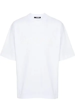 Jacquemus Top, Herre, Hvid, XL, Bomuld, Logo Print Crew Neck T-shirt