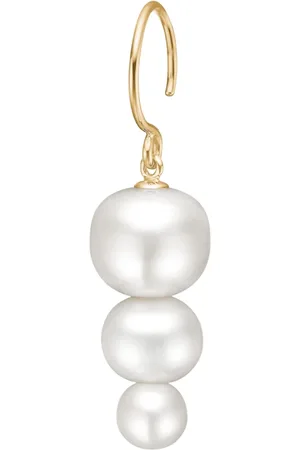 Julie Sandlau Tilbehør, Dame, Hvid, ONE SIZE, Uld, Dråbe Perle Guld Ørering