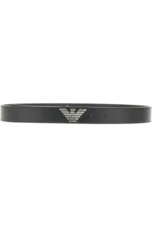 Emporio Armani Tilbehør, Herre, Sort, 110 CM, Læder, Plate Bælte Sort Læder