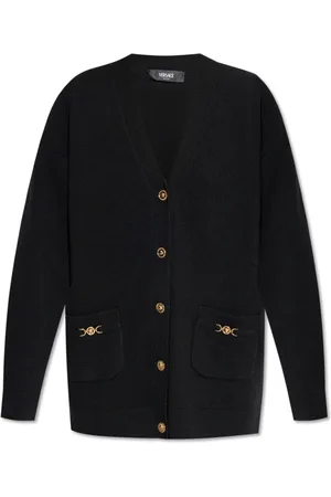 VERSACE Strik, Dame, Sort, S, Uld, Uld cardigan