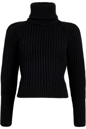 Patou Strik, Dame, Sort, M, Uld, Sort Uld Ribstrikket Sweater