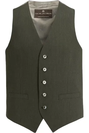 Oscar Jacobson Jakkesæt, Herre, Grøn, 2XL, Uld, Grøn Uldvest Regular Fit