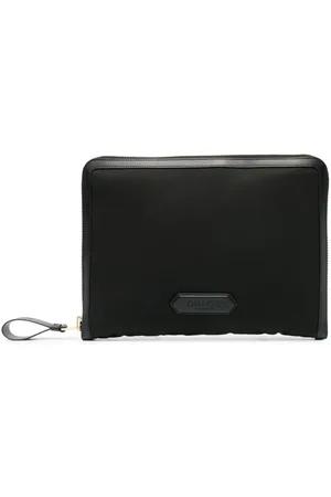 Tom Ford Tilbehør, Herre, Sort, ONE SIZE, Læder, Læder Logo Patch Clutch Taske