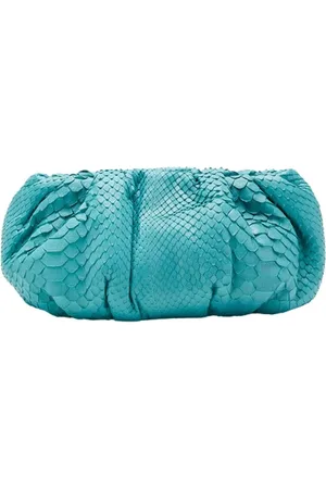 Silvano Biagini Taske, Dame, Blå, ONE SIZE, Uld, Mini Turkis Python Clutch Håndtaske