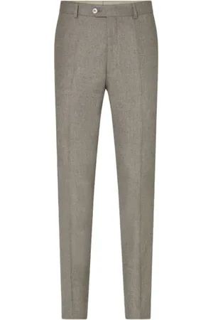 Oscar Jacobson Bukser, Herre, Brun, M, Uld, Slim Fit Beige Flannelbukser