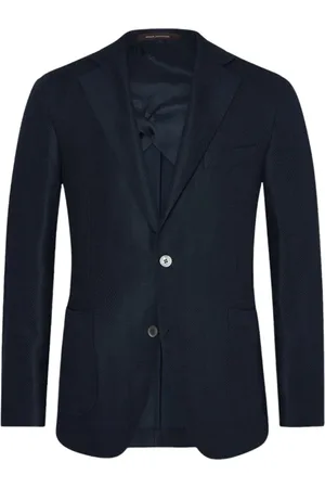 Oscar Jacobson Jakke, Herre, Blå, XL, Uld, Marine Herringbone Blazer Stilfuld Behagelig