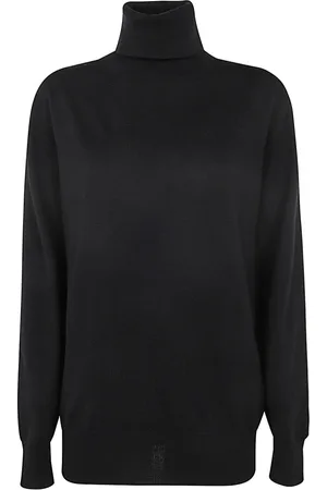 Jil Sander Strik, Dame, Sort, XS, Uld, Merino High Neck Jumper