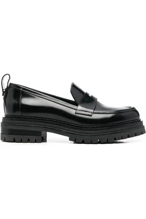Sergio Rossi Sko, Dame, Sort, 38 1/2 EU, Læder, Sort Læder Slip-On Flade Sko