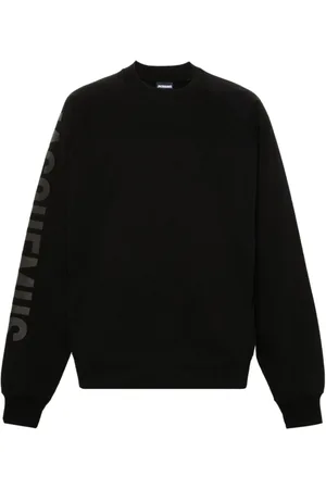 Jacquemus Sweathshirts & Hoodies, Herre, Sort, XS, Bomuld, Sort Crew Neck Sweater Flocked Logo